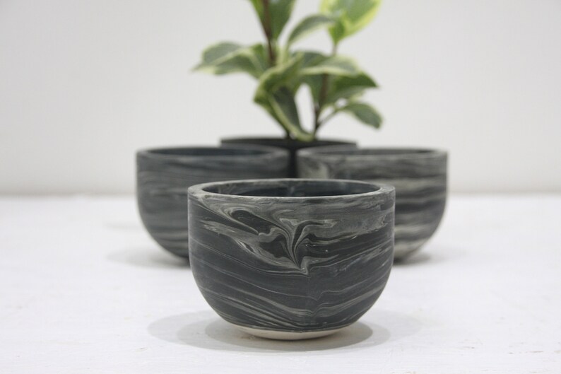 Ceramic bowl, Black & white marble.Modern bowl,Housewarming gift,Salad bowl,Fruit bowl,Serving bowl,Pottery bowl,indoor plant,wedding gift. image 7