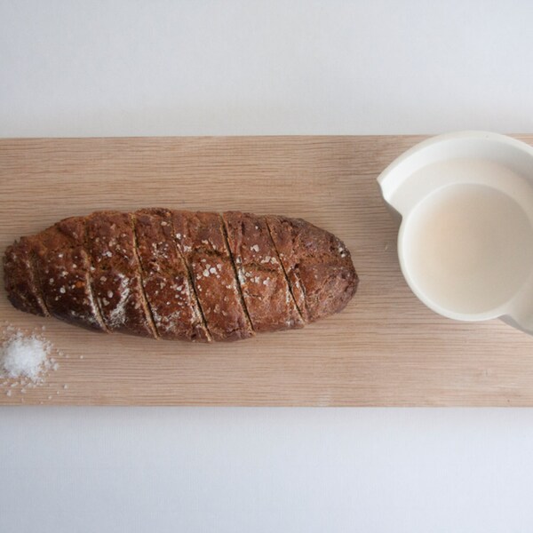 Made to order - Wooden tray with handmade ceramic bowl in glossy glaze great for serving and hosting