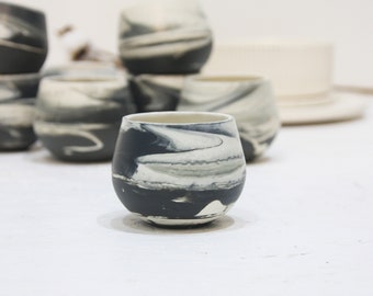 Ceramic espresso cup in black and white marble.unique coffee mug,Modern Espresso Cups, christmas gift guide,unique gift,Housewarming gift.