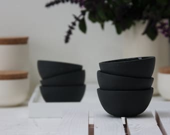 Ceramic bowls in black.Unique kitchen decor,Dipping bowl,small dipping bowl,ceramic bowl set,ceramic dip bowl,housewarming gift,spice bowl