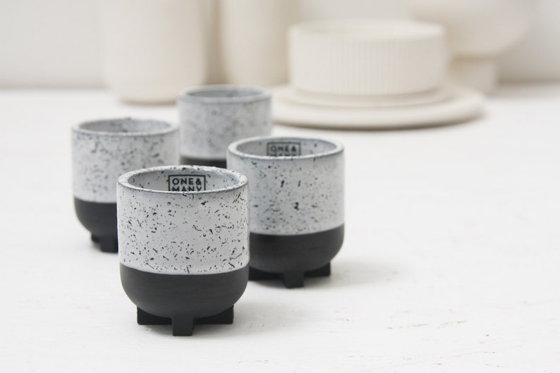 Ceramic small espresso cup in black and white and black dots.Modern tableware,wedding gift,housewarming gift,coffee cup set,nordic homedecor image 10