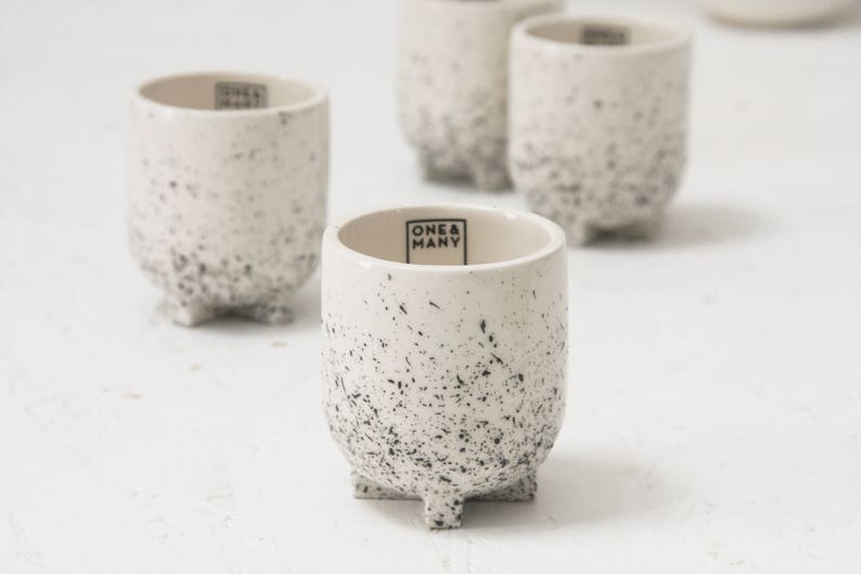 Ceramic espresso cup.white and black dots.Modern Espresso Cups,espresso cups,unique gift,housewarming gift,espresso cup set,espresso gift. image 4