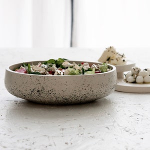 Ceramic large salad bowl in white and black dots.Modern tableware,Serving bowl,elegant bowl,Ceramic rustic bowl,Pasta bowl,Housewarming Gift image 9