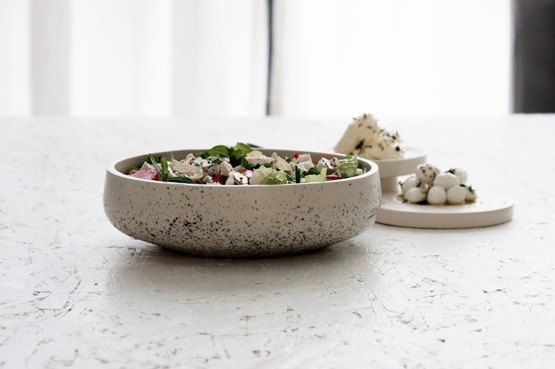 Ceramic large salad bowl in white and black dots.Modern tableware,Serving bowl,elegant bowl,Ceramic rustic bowl,Pasta bowl,Housewarming Gift image 9
