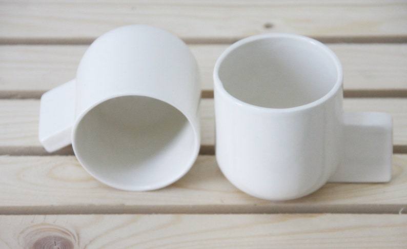 Ceramic espresso cup. White with glossy glaze.Ceramic espresso cup,Modern Espresso Cups, christmas gift guide,unique gift,Housewarming gift image 5