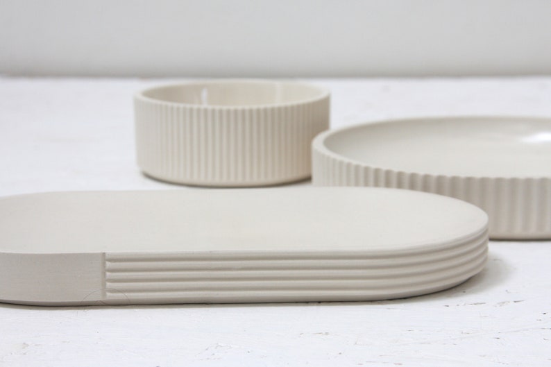 Ceramic white centerpiece set,Ceramic bowl,office decor,ceramic dinnerware,unique kitchen decor,housewarming gift,wedding gift,modern table image 4