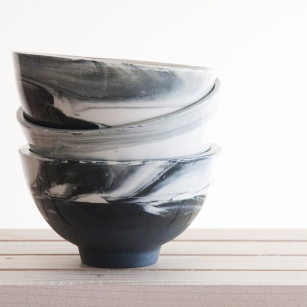 Ceramic bowl in white and black marbled pattern. serving bowl, Dipping bowl,dessert bowl,housewarming gift, Wedding gift, Breakfest bowl.