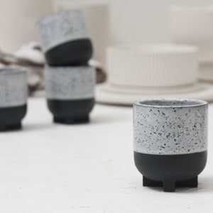 Ceramic small espresso cup in black and white and black dots.Modern tableware,wedding gift,housewarming gift,coffee cup set,nordic homedecor image 8