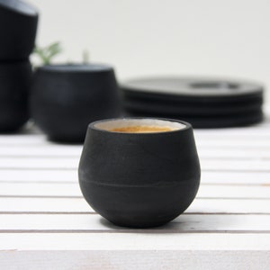 Ceramic espresso cup in black.unique coffee mug,Modern Espresso Cups, christmas gift guide,unique gift,Housewarming gift.