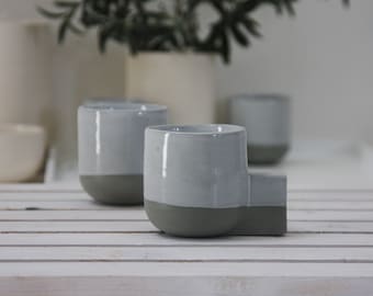 Ceramic espresso cup in gray and white.Ceramic espresso cup,Modern Espresso Cups, christmas gift guide,unique gift,Housewarming gift.