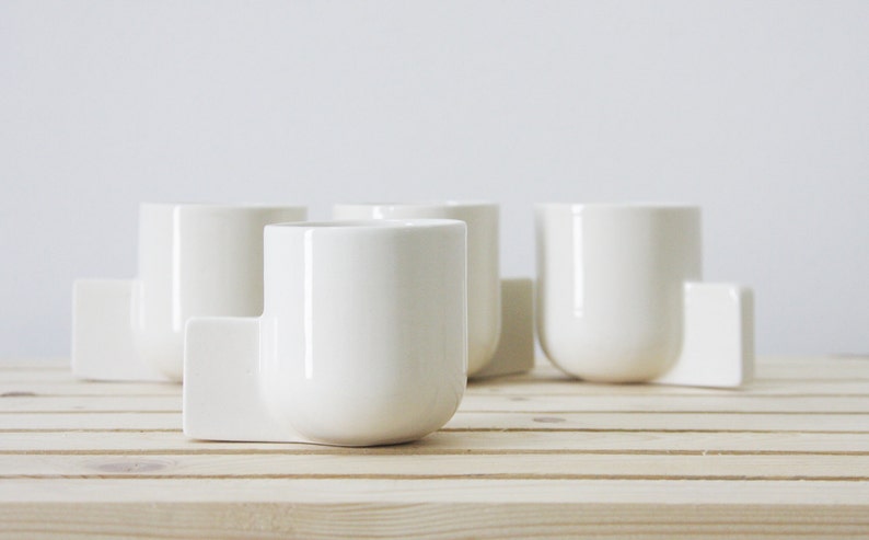 Ceramic espresso cup. White with glossy glaze.Ceramic espresso cup,Modern Espresso Cups, christmas gift guide,unique gift,Housewarming gift image 4