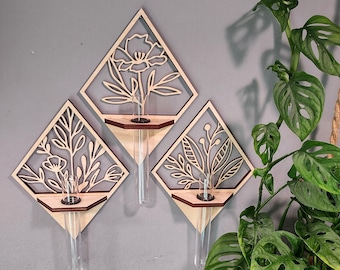 Estación de propagación, jarrón de cogollos, archivo de corte de decoración BOHO- SVG, PDF, para láser, Glowforge
