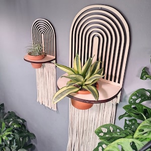 Bundel: 3in + 2in potmaat Boho Planter Wall Hanging, SVG + Instructies twee ontwerpen + twee maten - SVG en .studio voor laser, Glowforge