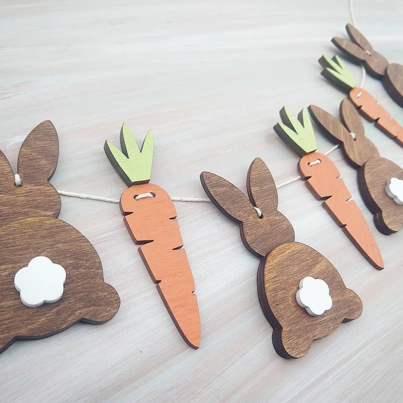 Egg, Bunny, Carrot: Spring & Easter Garland - SVG, PDF, JPEG, for ...