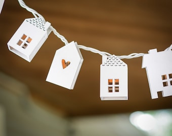 Paquete: Luces de cadena - Archivos Village / SVG e Illustrator para Silhouette, Glowforge