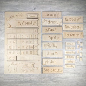 Wood Tile Calendar, Homeschool, Charlotte Mason, Cut File- SVG, PDF, JPEG, for laser, Glowforge