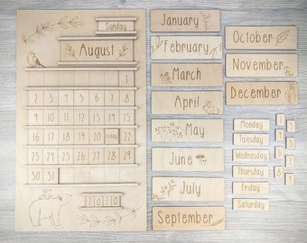 Calendario de azulejos de madera, Homeschool, Charlotte Mason, Cut File- SVG, PDF, JPEG, para láser, Glowforge