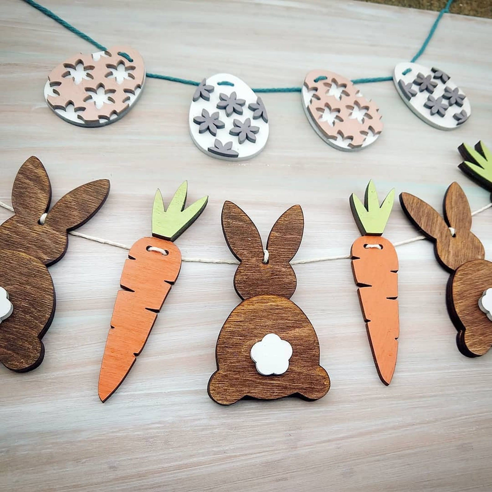 Egg, Bunny, Carrot: Spring & Easter Garland - SVG, PDF, JPEG, for ...