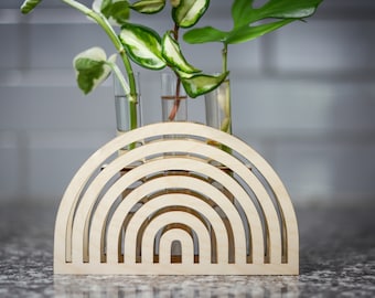 Boho Rainbow Propagation Station File, SVG + Instructions TWO Designs & hole sizes - SVG y .studio para láser, Glowforge