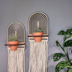 2 in Pot Mini Boho Planter Wall Hanging, SVG + Instructies TWEE Ontwerpen - SVG en .studio voor laser, Glowforge