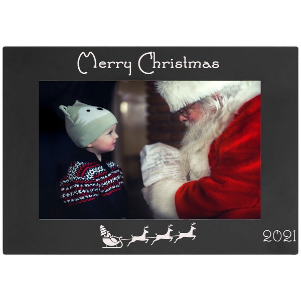 Merry Christmas - 2022 2023 - Custom Year - Anodized Aluminum Hanging/Tabletop Personalized Group Family Photo 4x6 5x7 8x10 Picture Frame