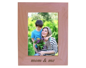 grandma & me - mom and me - Mother's Day - Fits 4x6 Engraved Natural Alder Wood Picture Wooden Photo Frame Tabletop/Hanging