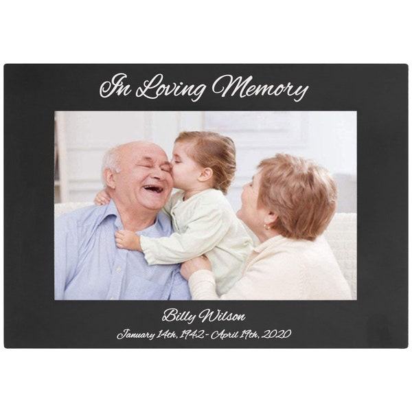 In Loving Memory Laser Engraved 4x6 5x7 8x10 Anodized Aluminum Hanging/Tabletop Personalize Remembrance Custom Memorial Photo Picture Frame