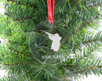Personalized Custom Skeet Shooting, Hunting Clear Acrylic Christmas Tree Ornament