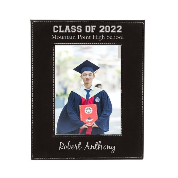 Class of 2023 2024 2025 - Graduation - School 4x6 5x7 8x10 Leatherette Faux Leather Hanging/Tabletop Celebration Photo Picture Black Frame