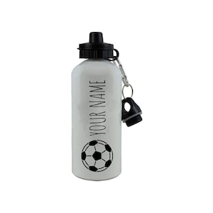 Personalized Custom Soccer Ball Design Name Aluminum White 20 Ounce Boy/Girl Team Sport Water Bottle Customizable - Dishwasher Safe BPA Free