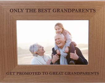 Only The Best Grandparents Get Promoted To Great Grandparents 4x6 5x7 8x10 Alder Engraved Wooden Picture Photo Tabletop/Hanging Wood Frame