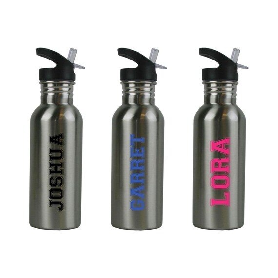 Personalized Custom Add Your Name 20 Oz Ounce Stainless Steel Sports Water  Bottle With Straw Top Dishwasher Safe BPA Free Waterbottle 
