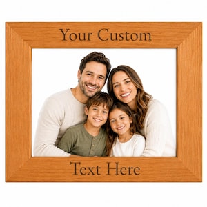 Personalized Add Your Custom Text 4x6 5x7 8x10 Laser Engraved Hanging/Tabletop Wall Natural Alder Wood Picture Photo Frame Customizable