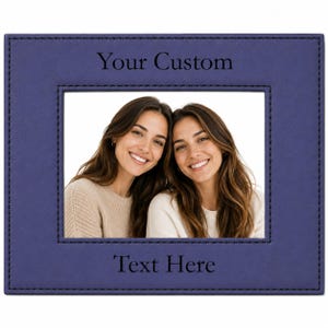 Custom Add Your Text Personalized 4x6 5x7 8x10 Purple Leatherette Faux Leather Custom Memory Tabletop/Hanging Picture Family Photo Frame