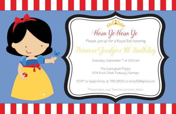 Invitations Anniversaire Blanche Neige Etsy Invitations Anniversaire Blanche Neige Etsy