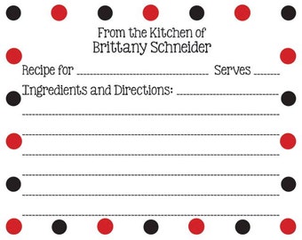 Black and Red Dots Recipe Card