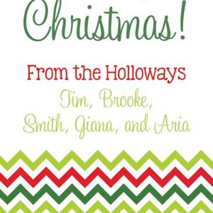 Red and Green Chevron Holiday Personalized Gift Tags