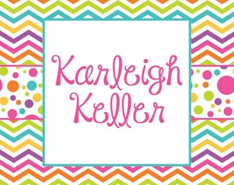 Bright Chevron and Polka Dot Personalized Gift Tags