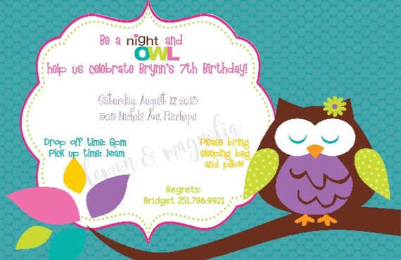 Girls Slumber Party Night Owl Camping Glamping Birthday Etsy