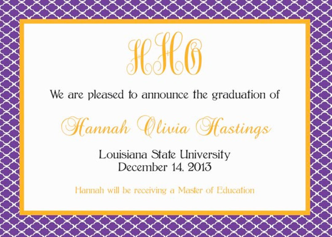LSU Graduation Announcements Etsy