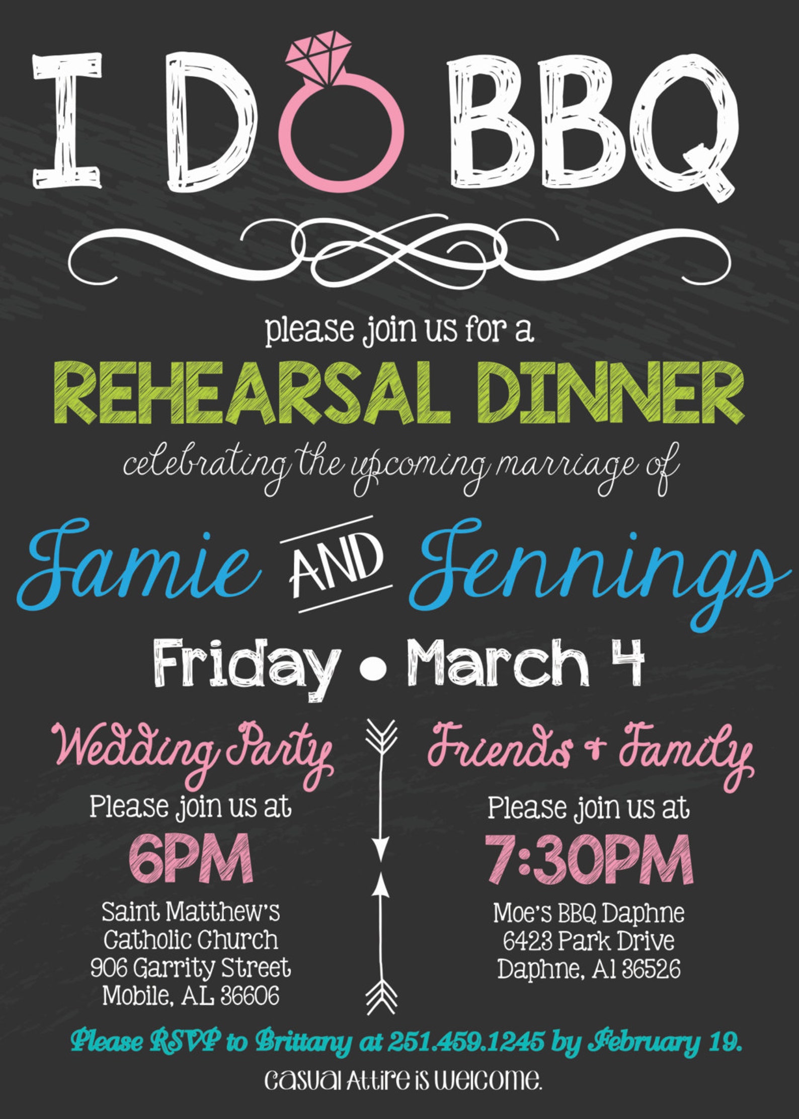 I Do Barbecue Rehearsal Dinner Chalkboard Invitation Etsy