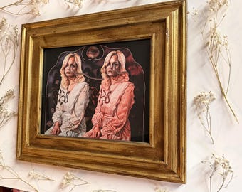 Framed Print - surreal twins - Gothic Wall Art Dark Surreal Home Decor Portrait Watercolor Painting