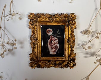 Plant Eye Print Resin in Antique Ornate Frame - Spooky Watercolor Painting Lovers Eye