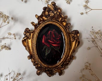 Rose Print Resin in Antique Ornate Frame - Spooky Watercolor Painting Lovers Eye