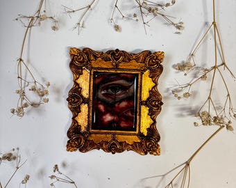 Cloud Eye Print Resin in Antique Ornate Frame - Spooky Watercolor Painting Lovers Eye