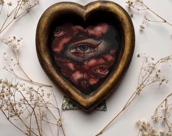 Heart Framed Print  -  Clouded Eyes - Gothic Wall Art Dark Surreal Home Decor Portrait Watercolor Painting