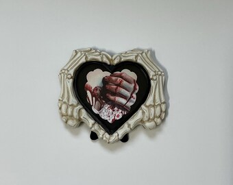 Heart Framed Print  -  Bloody Hands - Gothic Wall Art Dark Surreal Home Decor Portrait Watercolor Painting