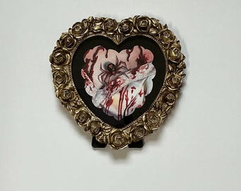 Heart Framed Print  - Spider Bite - Gothic Wall Art Dark Surreal Home Decor Portrait Watercolor Painting