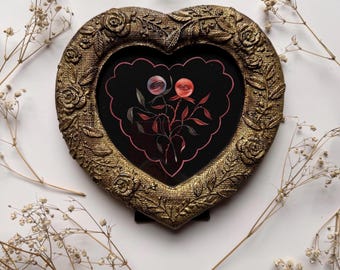 Heart Framed Print  - Botanic Eyes - Gothic Wall Art Dark Surreal Home Decor Portrait Watercolor Painting