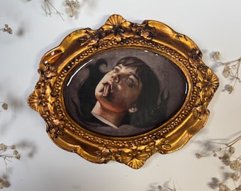 Asphyxiate Print Resin in Antique Ornate Frame - Spooky Watercolor Painting Lovers Eye